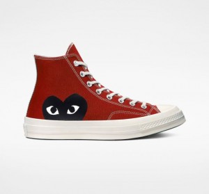 Red Converse X Comme Des Garçons Play Chuck 70 Men's High Tops | NZ XAICQ3465