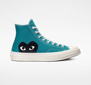 Turquoise Converse X Comme Des Garçons Play Chuck 70 Men's High Tops | NZ YRQDI7036