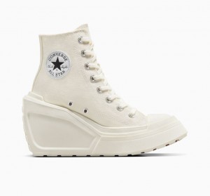 White Converse Chuck 70 De Luxe Wedge Women's High Tops | NZ IXJRK1903