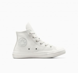 White Converse Chuck 70 Leather Kids' High Tops | NZ TXQHJ1869