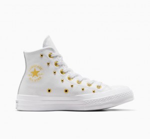 White Converse Chuck 70 Star Studded Women's High Tops | NZ MDXCR1345