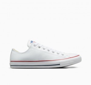 White Converse Chuck Taylor All Star Leather Women's Low Tops | NZ ZHMAB7485