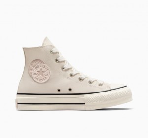 White Converse Chuck Taylor All Star Lift Natural Tones Women's Platform Sneakers | NZ ILKDT4091