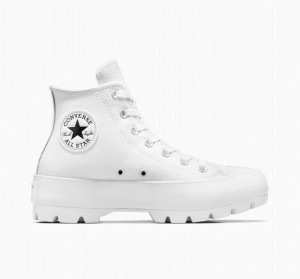 White Converse Chuck Taylor All Star Lugged Leather Women's High Tops | NZ BIOZL6310