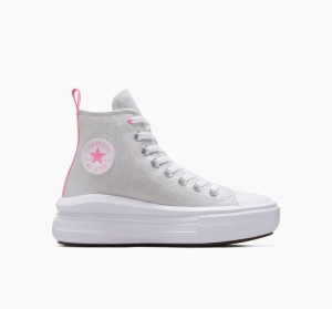 White Converse Chuck Taylor All Star Move Sparkle Kids' Platform Sneakers | NZ PNZHU7840