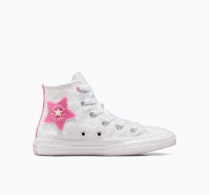 White Converse Chuck Taylor All Star Sparkle Kids' High Tops | NZ ZSEOP5168