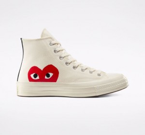 White Converse X Comme Des Garçons Play Chuck 70 Men's High Tops | NZ GWZBH7210