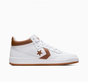 White / Brown Converse Cons Fastbreak Pro Leather & Nylon Women's Skate Shoes | NZ MFLKD5283