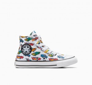 White / Multicolor Converse Chuck Taylor All Star Easy-on Cars Kids' High Tops | NZ CJQDM7269