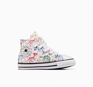 White / Multicolor Converse Chuck Taylor All Star Easy-on Dinos Kids' High Tops | NZ XMOKB6013