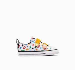 White / Multicolor Converse Chuck Taylor All Star Easy On Doodles Kids' Low Tops | NZ PVUTO8274