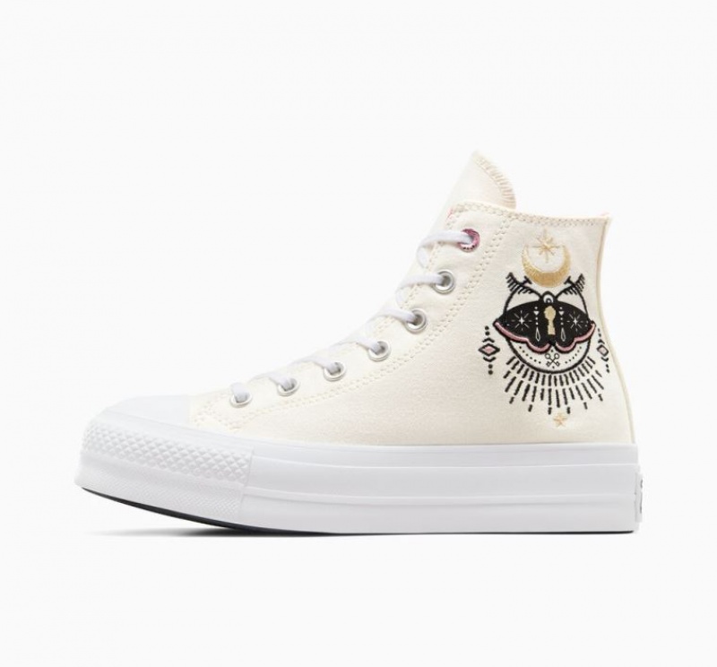 Beige Converse Chuck Taylor All Star Lift Alchemy Embroidery Women's Platform Sneakers | NZ WCSUV0371