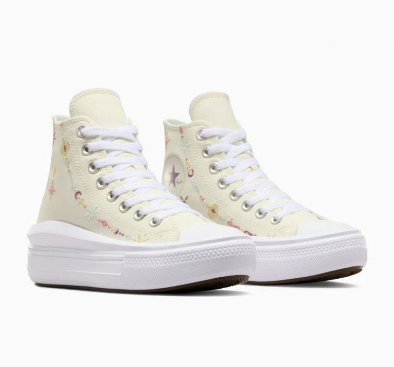 Beige Converse Chuck Taylor All Star Move Alchemy Embroidery Women's Platform Sneakers | NZ HQTJS7356