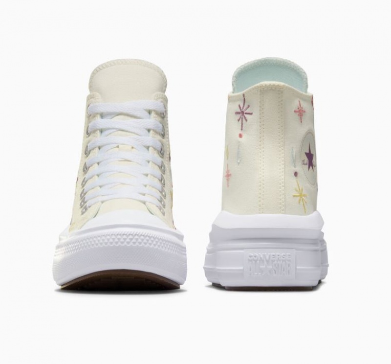 Beige Converse Chuck Taylor All Star Move Alchemy Embroidery Women's Platform Sneakers | NZ HQTJS7356