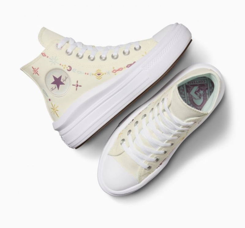 Beige Converse Chuck Taylor All Star Move Alchemy Embroidery Women's Platform Sneakers | NZ HQTJS7356