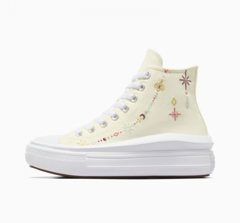 Beige Converse Chuck Taylor All Star Move Alchemy Embroidery Women's Platform Sneakers | NZ HQTJS7356