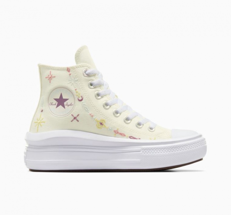 Beige Converse Chuck Taylor All Star Move Alchemy Embroidery Women\'s Platform Sneakers | NZ HQTJS7356