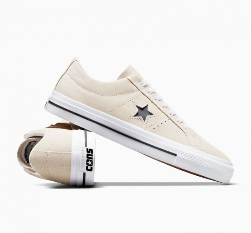 Beige Converse Cons One Star Pro Men's Skate Shoes | NZ KYELD1598