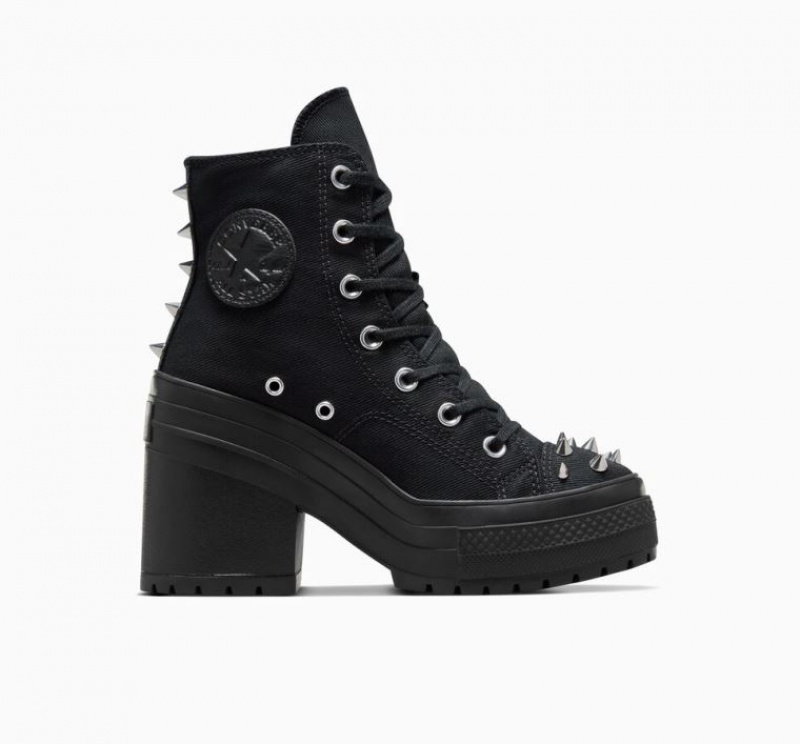 Black Converse Chuck 70 De Luxe Heel Studded Women\'s Platform Sneakers | NZ RZVTM8531