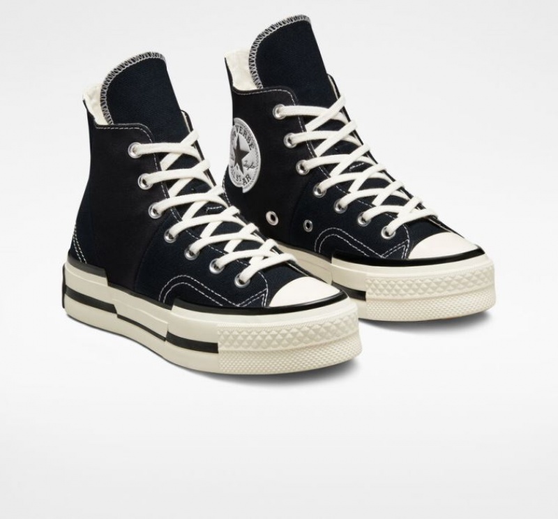 Black Converse Chuck 70 Plus Women's High Tops | NZ AQJZX2193