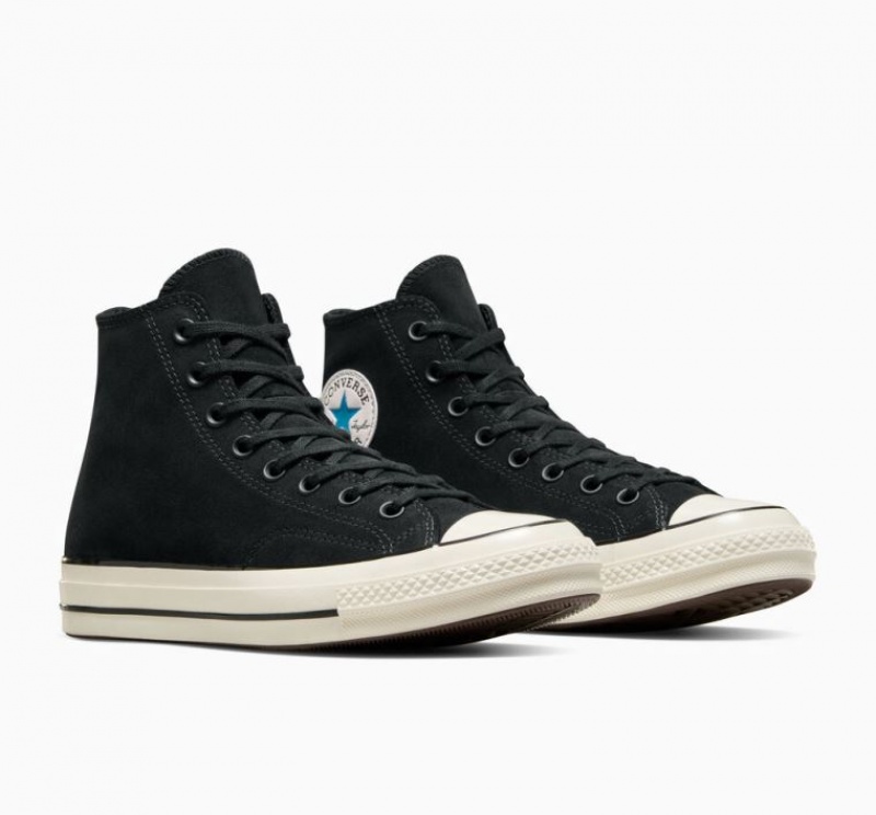 Black Converse Chuck 70 Suede Men's High Tops | NZ PIVNM3654