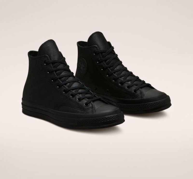 Black Converse Chuck 70 Tonal Leather Men's High Tops | NZ MZAOY1398