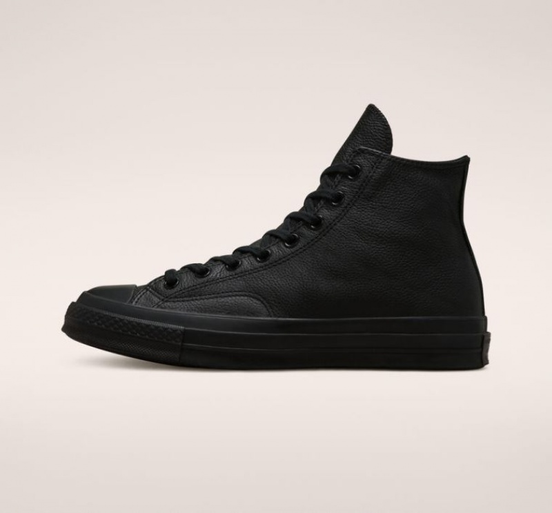 Black Converse Chuck 70 Tonal Leather Men's High Tops | NZ MZAOY1398