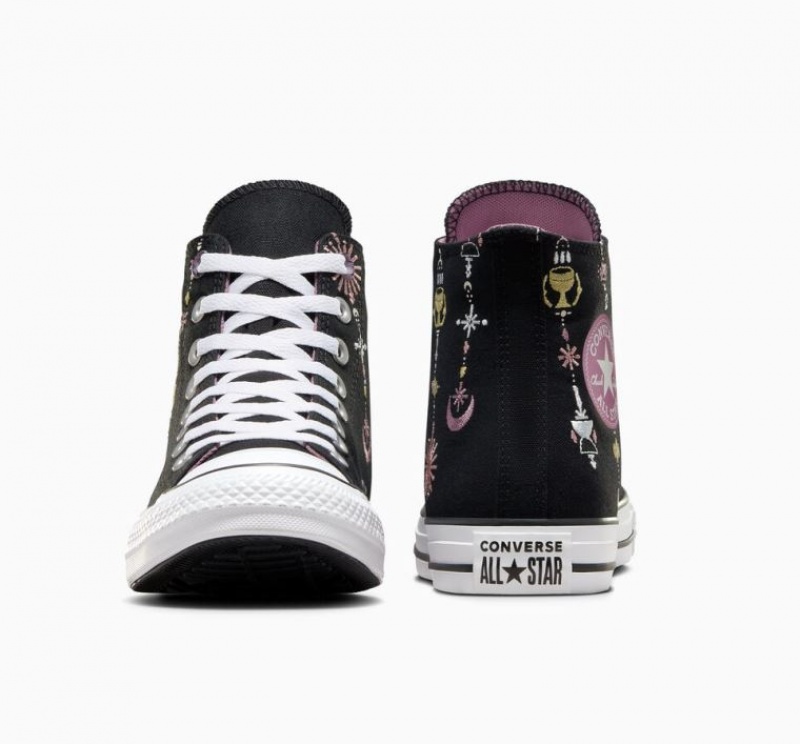 Black Converse Chuck Taylor All Star Alchemy Embroidery Women's High Tops | NZ JRATO8930