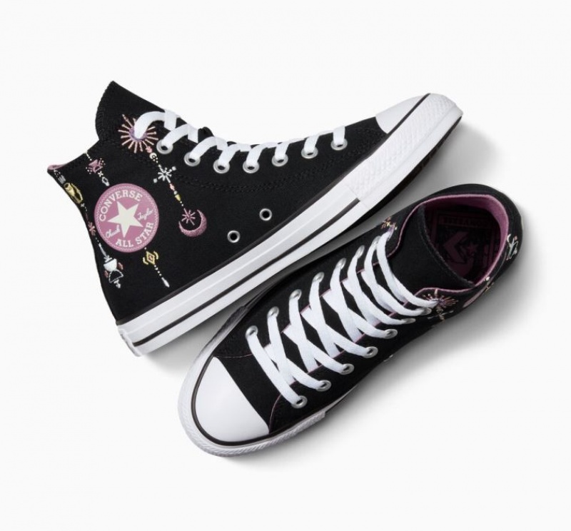 Black Converse Chuck Taylor All Star Alchemy Embroidery Women's High Tops | NZ JRATO8930