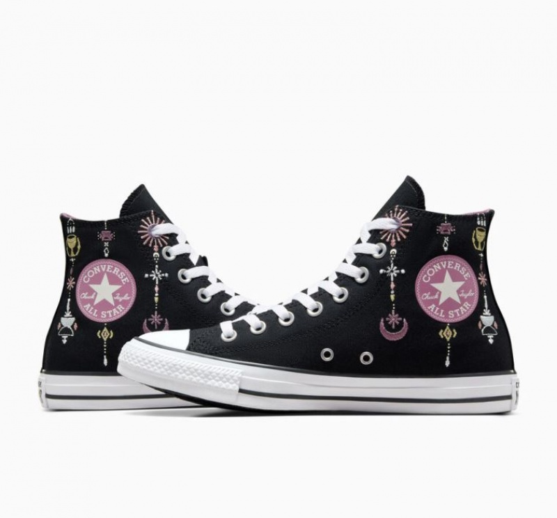 Black Converse Chuck Taylor All Star Alchemy Embroidery Women's High Tops | NZ JRATO8930