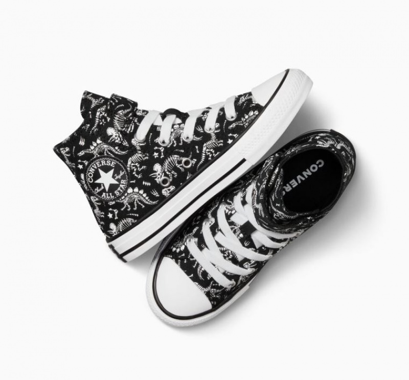 Black Converse Chuck Taylor All Star Easy-on Dinos Kids' High Tops | NZ IURTQ7084