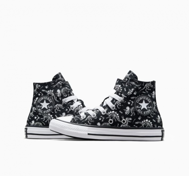 Black Converse Chuck Taylor All Star Easy-on Dinos Kids' High Tops | NZ IURTQ7084