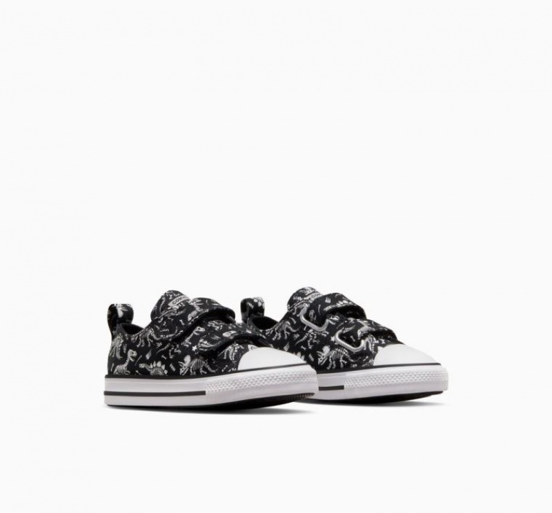 Black Converse Chuck Taylor All Star Easy-on Dinos Kids' Low Tops | NZ YJKGN1283