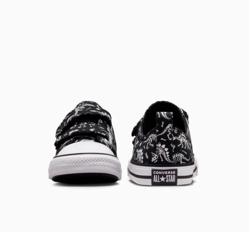 Black Converse Chuck Taylor All Star Easy-on Dinos Kids' Low Tops | NZ YJKGN1283