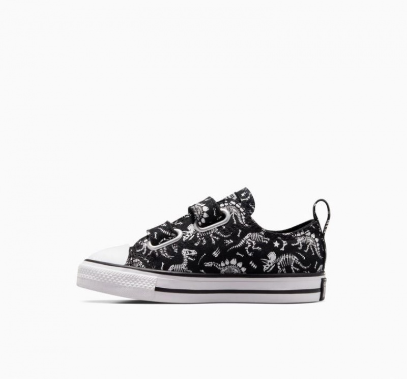 Black Converse Chuck Taylor All Star Easy-on Dinos Kids' Low Tops | NZ YJKGN1283