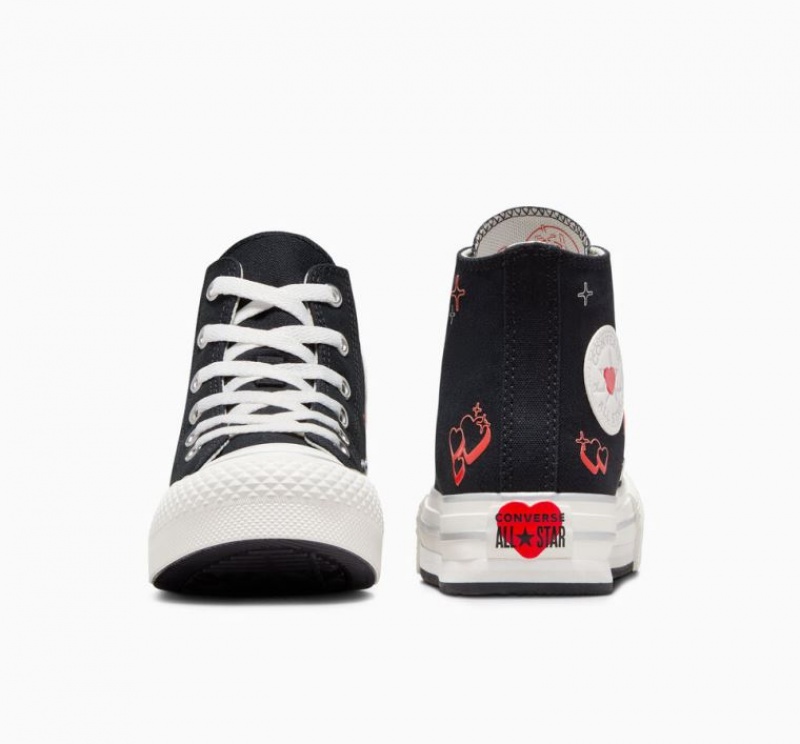 Black Converse Chuck Taylor All Star Eva Lift Y2K Heart Kids' Platform Sneakers | NZ EKDMP9043