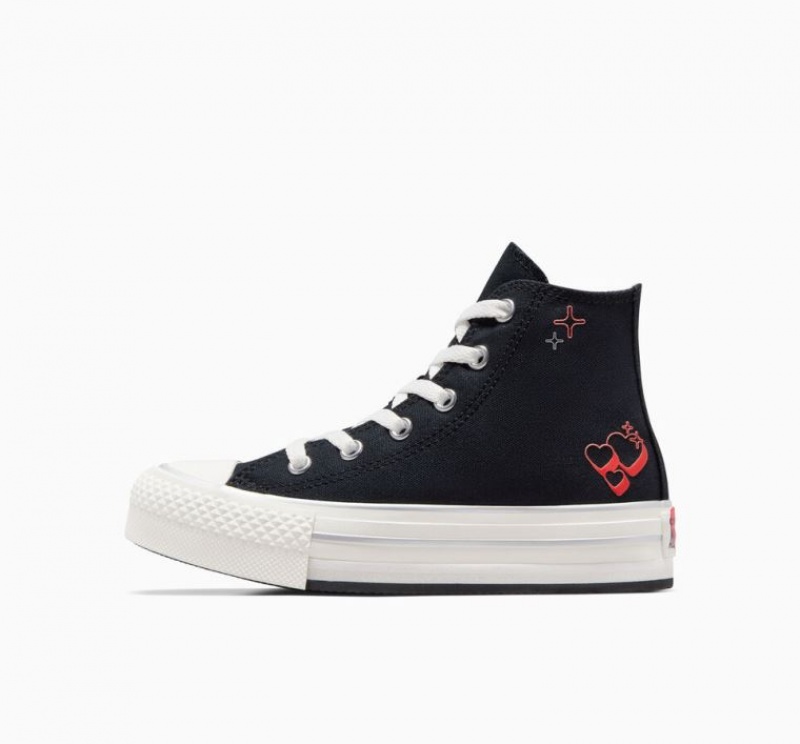 Black Converse Chuck Taylor All Star Eva Lift Y2K Heart Kids' Platform Sneakers | NZ EKDMP9043