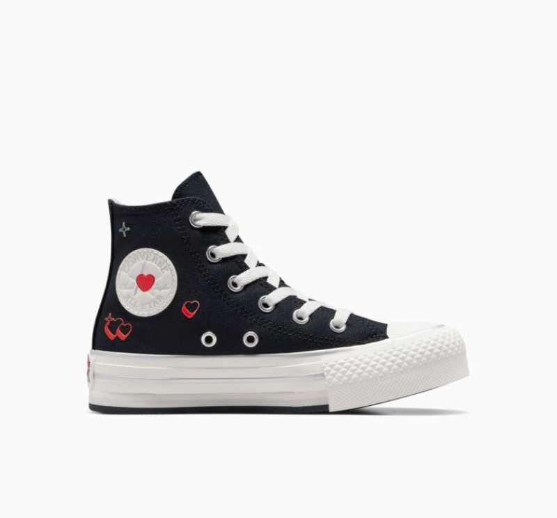 Black Converse Chuck Taylor All Star Eva Lift Y2K Heart Kids\' Platform Sneakers | NZ EKDMP9043