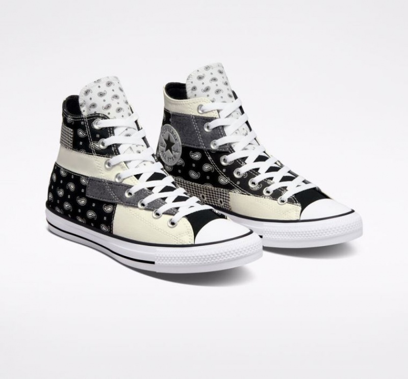 Black Converse Chuck Taylor All Star Hacked Patterns Women's High Tops | NZ NDHXK6734