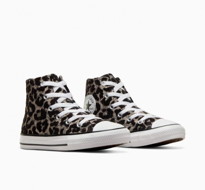 Black Converse Chuck Taylor All Star Leopard Kids' High Tops | NZ VCMOE9132