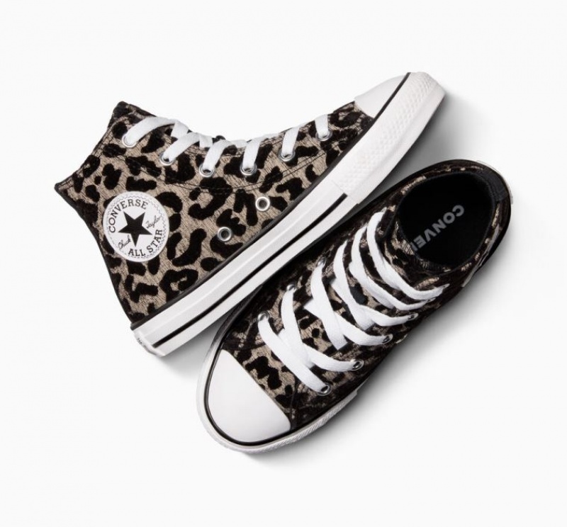 Black Converse Chuck Taylor All Star Leopard Kids' High Tops | NZ VCMOE9132