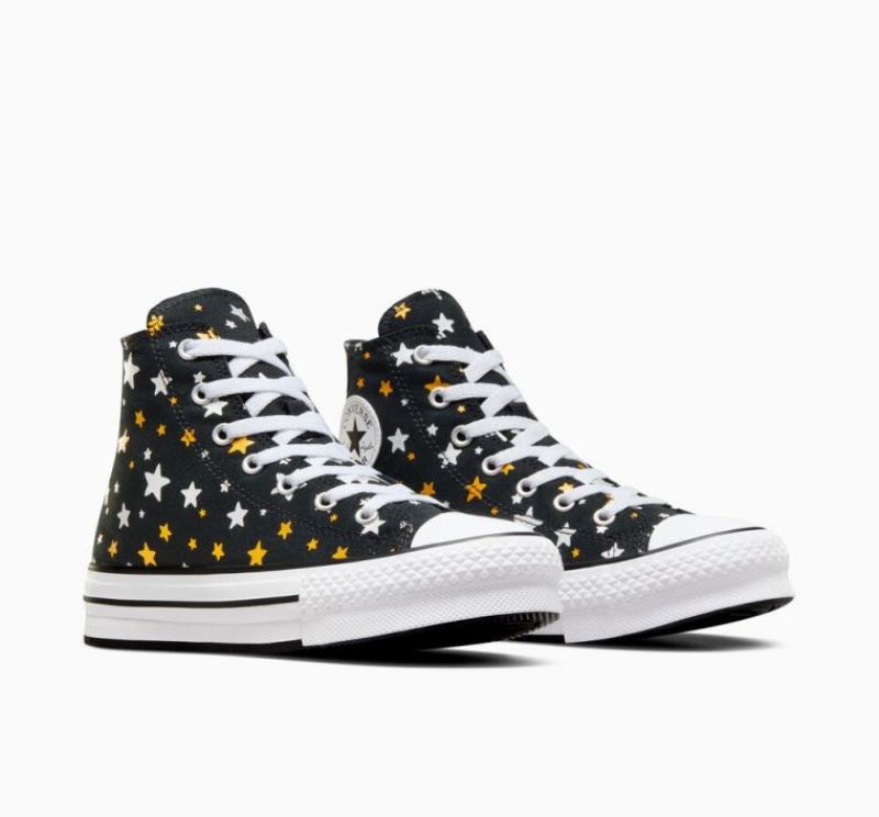 Black Converse Chuck Taylor All Star Lift Sparkle Kids' Platform Sneakers | NZ YFXJO3218