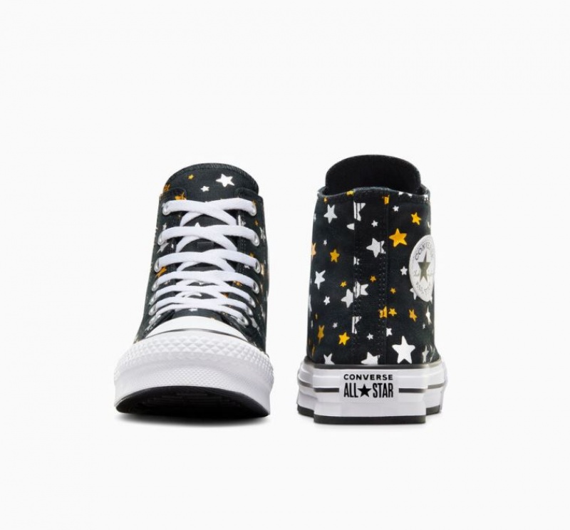 Black Converse Chuck Taylor All Star Lift Sparkle Kids' Platform Sneakers | NZ YFXJO3218