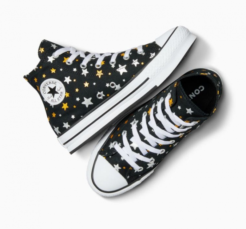 Black Converse Chuck Taylor All Star Lift Sparkle Kids' Platform Sneakers | NZ YFXJO3218