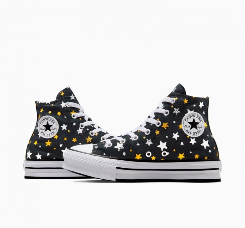 Black Converse Chuck Taylor All Star Lift Sparkle Kids' Platform Sneakers | NZ YFXJO3218