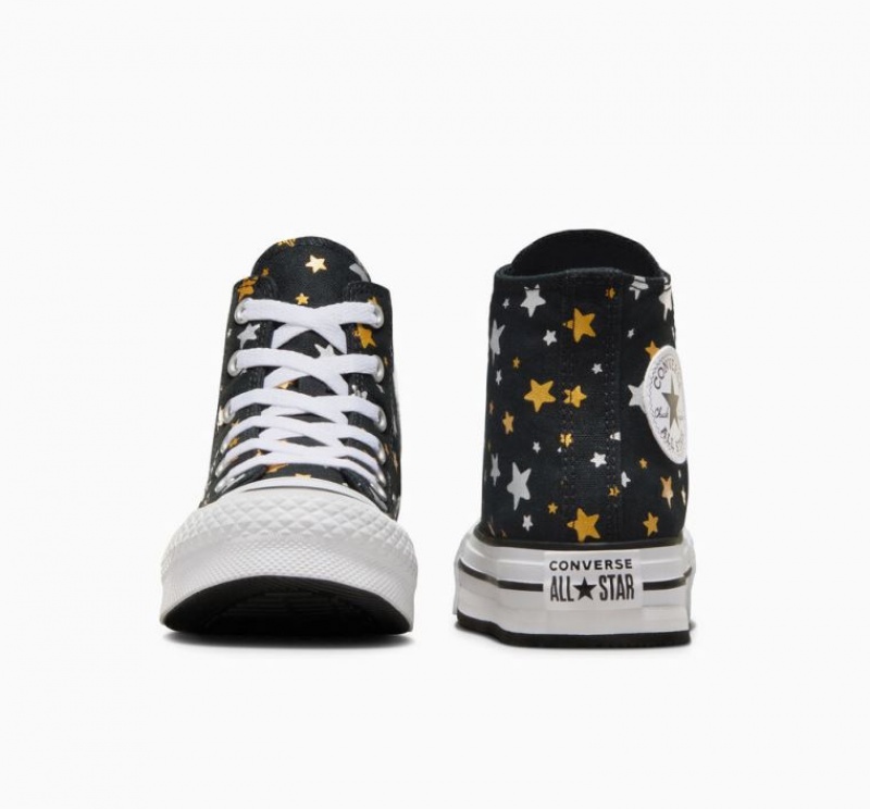 Black Converse Chuck Taylor All Star Lift Sparkle Kids' Platform Sneakers | NZ QMCOK4089