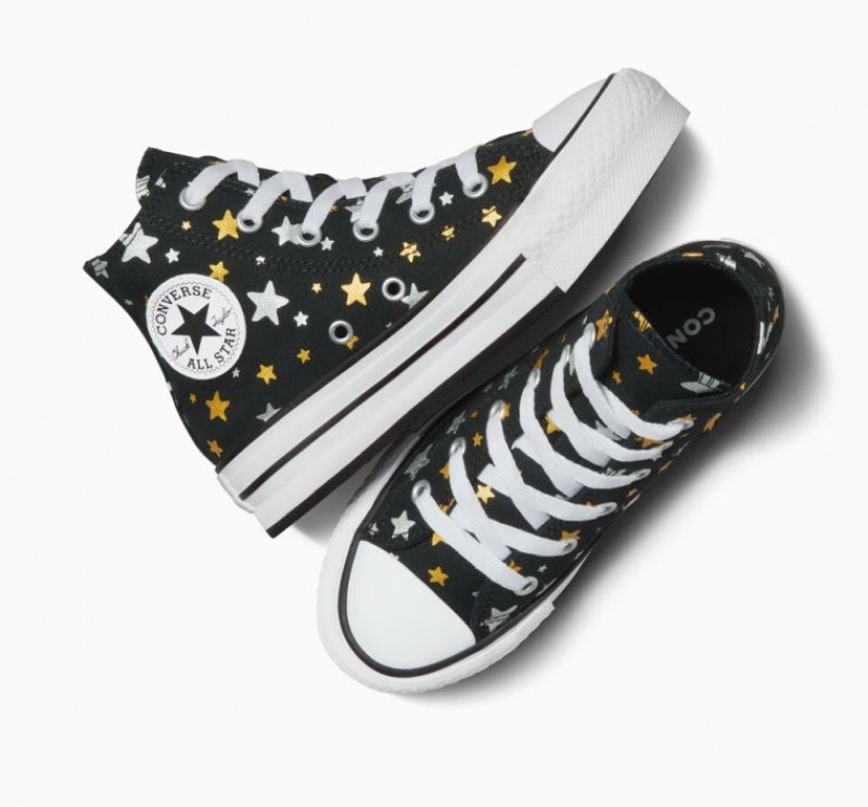 Black Converse Chuck Taylor All Star Lift Sparkle Kids' Platform Sneakers | NZ QMCOK4089