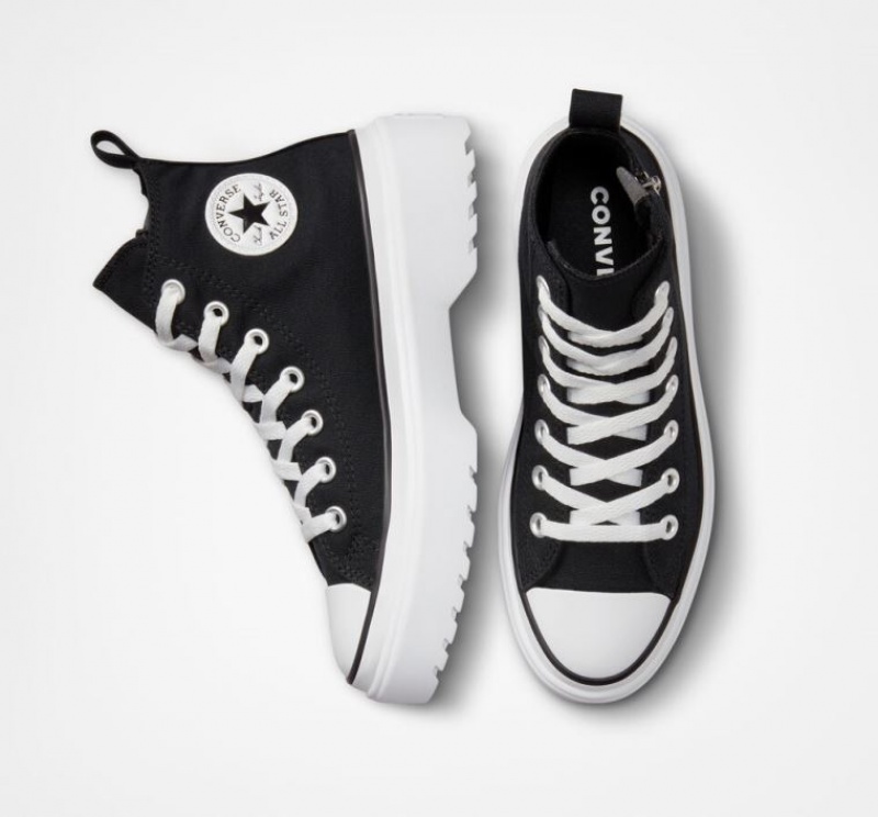 Black Converse Chuck Taylor All Star Lugged Lift Canvas Kids' Platform Sneakers | NZ BYQTK9304