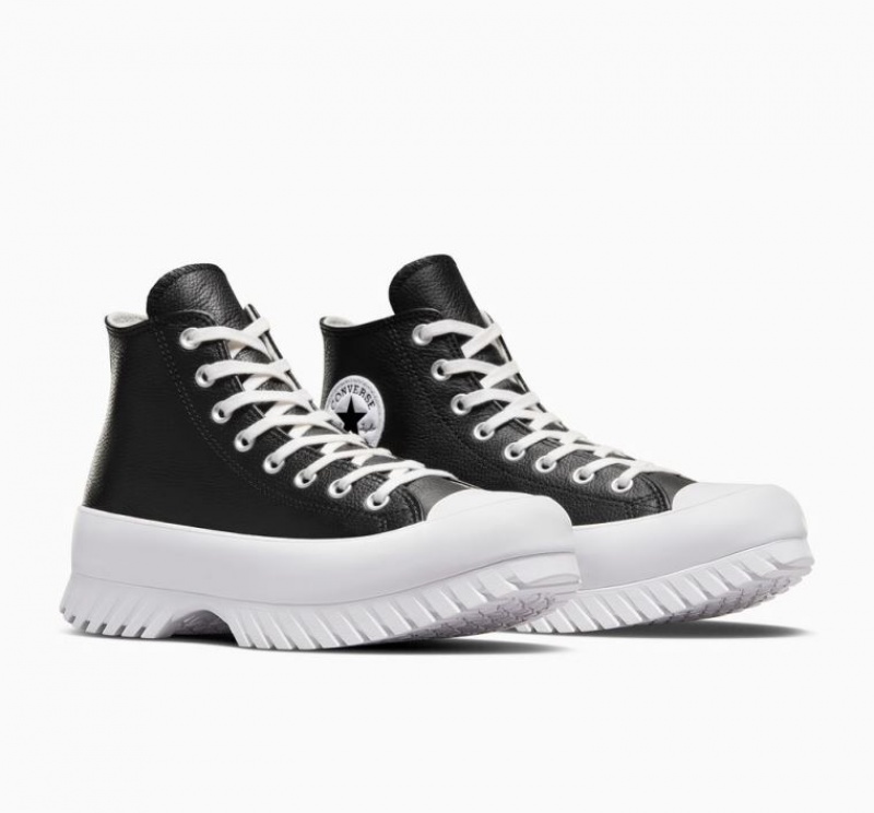 Black Converse Chuck Taylor All Star Lugged 2.0 Leather Women's High Tops | NZ OZENI3240