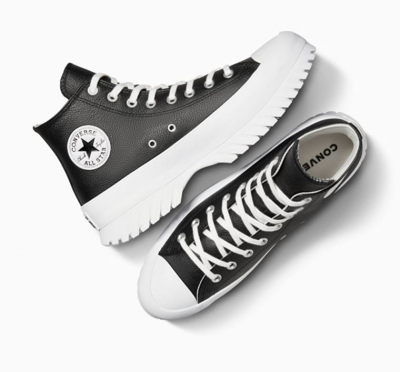 Black Converse Chuck Taylor All Star Lugged 2.0 Leather Women's High Tops | NZ OZENI3240